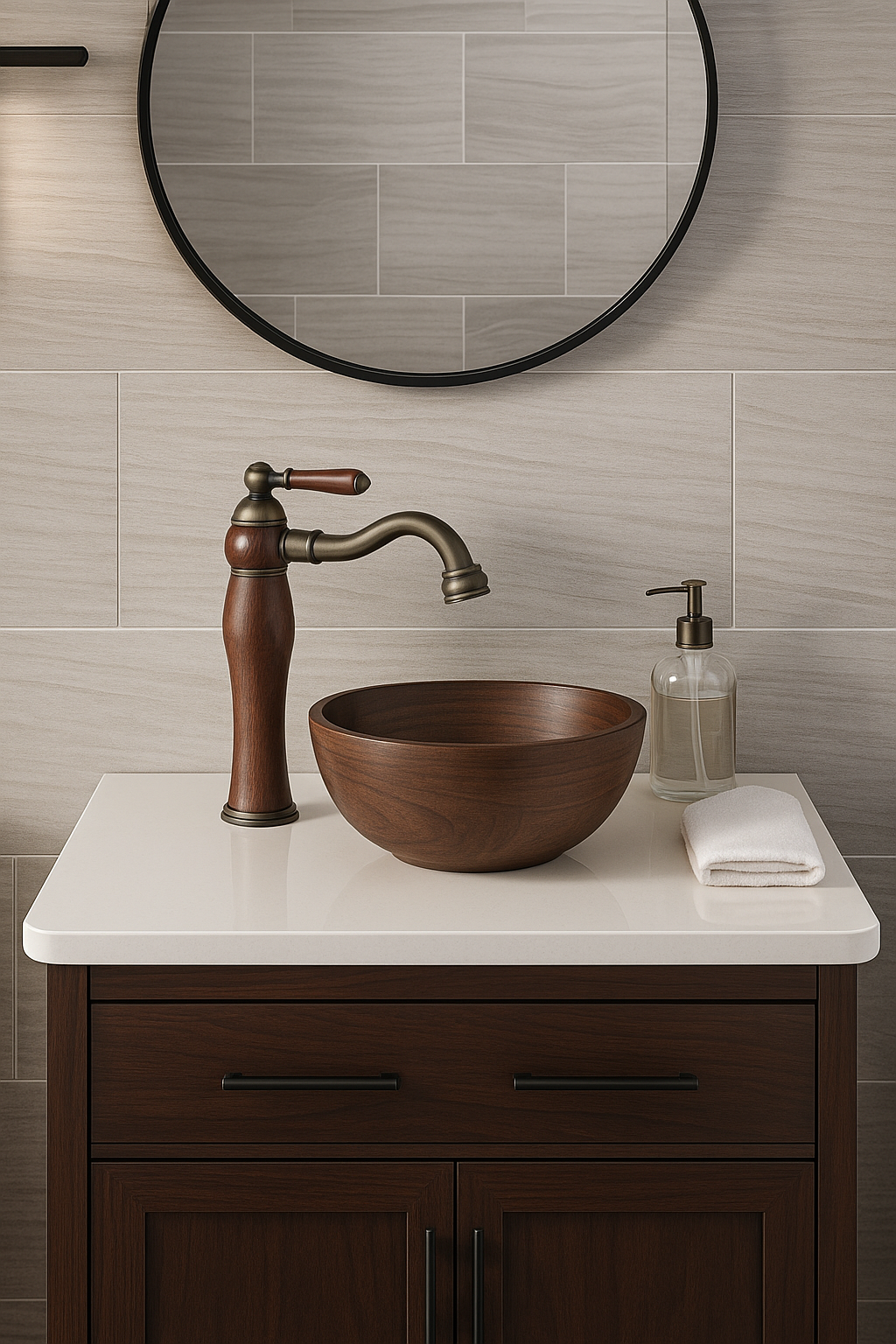 شیر روشویی موست مدل راستیک بلند چوبی (Most Rustic)