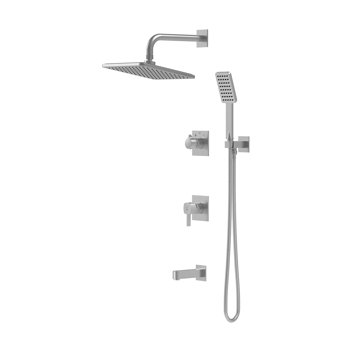 شیر حمام توکار کاویان مدل ساتین با سردوش دیواری