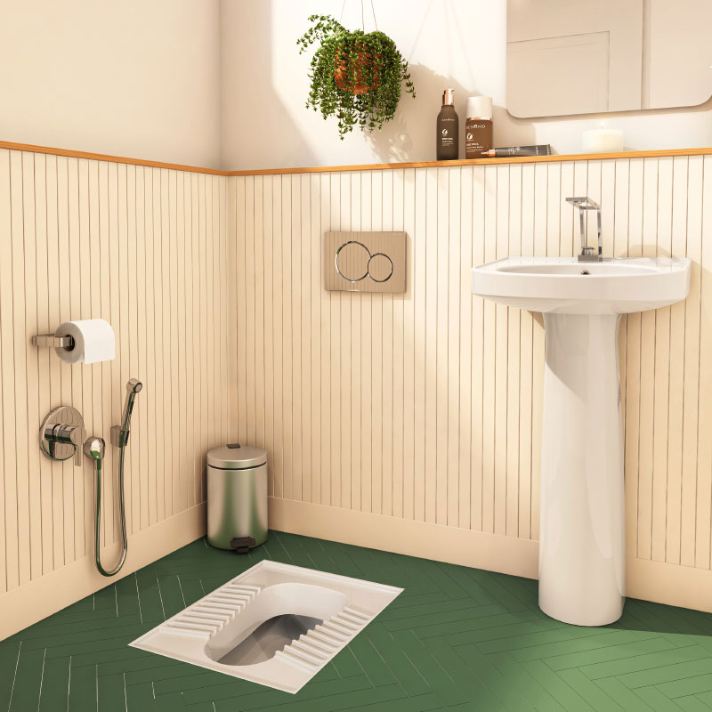 توالت چینی کرد مدل تولیپ تخت